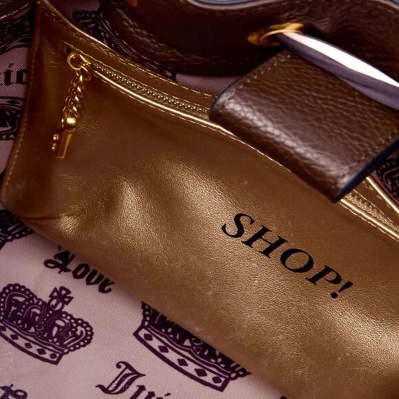 Juicy Couture Pink Velour Brown Faux Leather House of Juicy Daydreamer Tote Bag - Picture 12 of 15